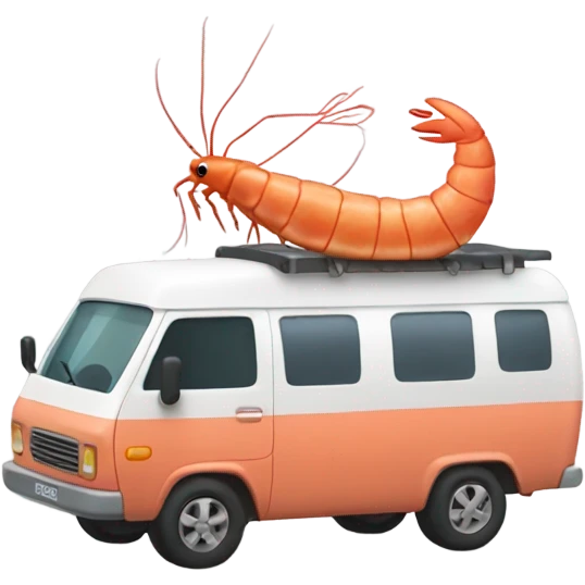 Shrimp driving camper van emoji