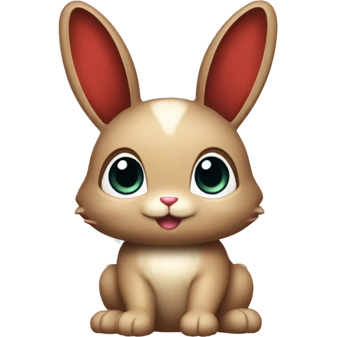 Cute Shiny Brown-Beige Fakémon-Bunny with Dark-Red eyes, full body emoji