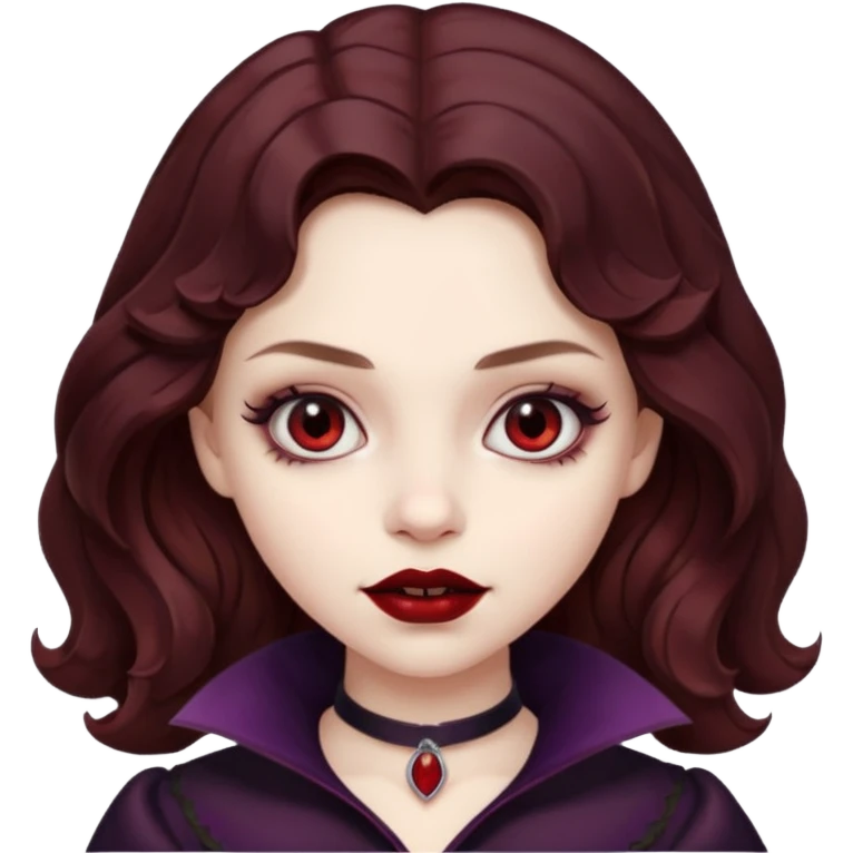 vampire girl with wavy brown hair emoji