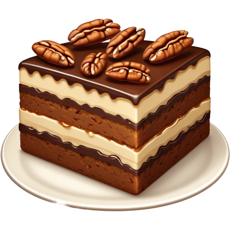 Chocolate caramel pecan cake slice luxury  emoji
