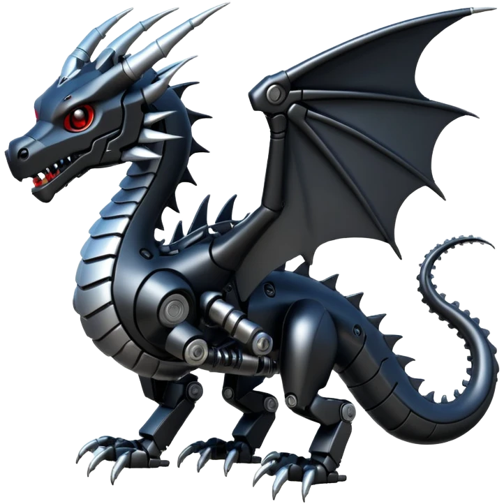 black robotic dragon emoji