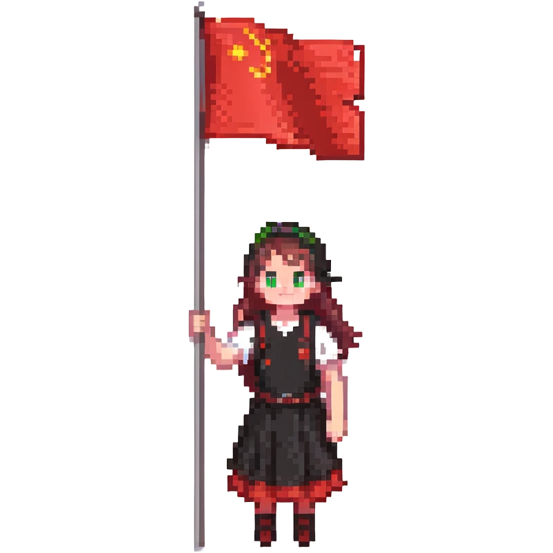 girl holding red flag emoji