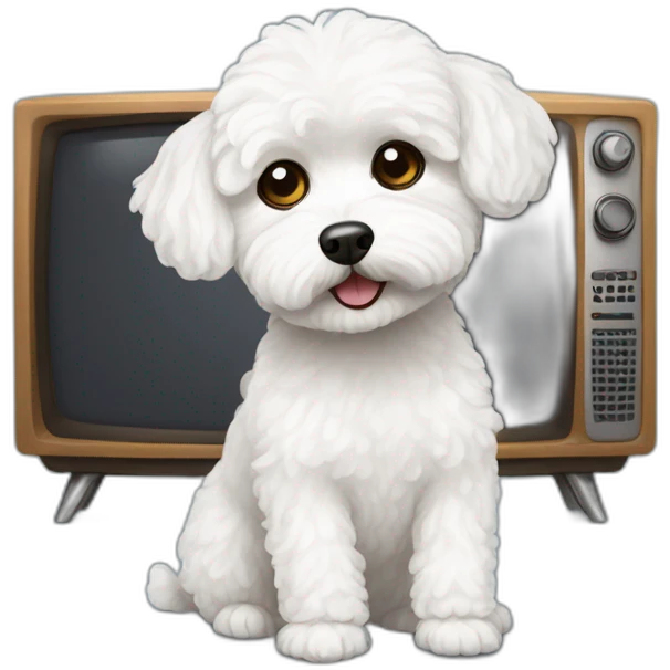 white maltipoo watching tv emoji