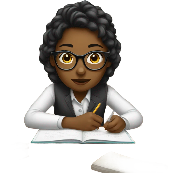Girl with glasses studying  emoji