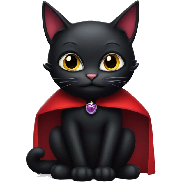 black cat in Dracula costume sitting emoji
