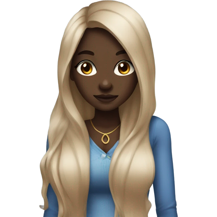 Pretty darkskin girl with long hair hourglass body blue and brown eyes  emoji