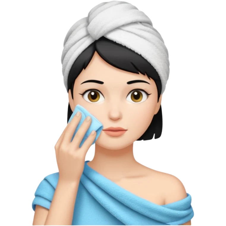 a white woman who has black short hair cleaning her face emoji