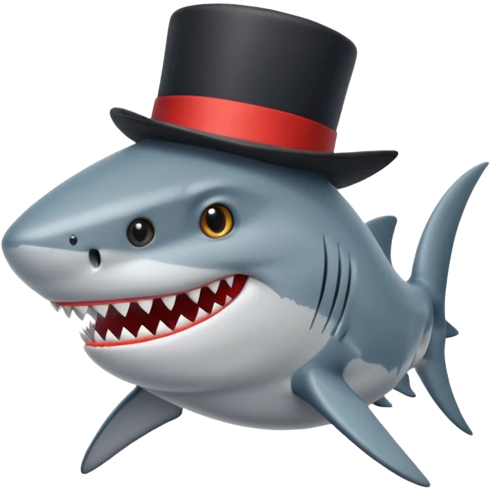 Shark with a top hat emoji
