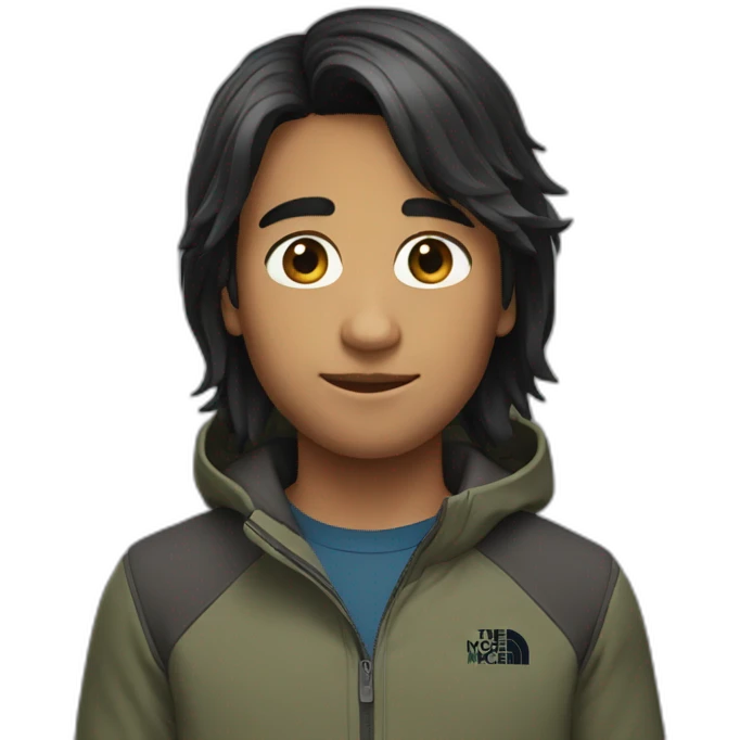 boy mi-long hair with north face  emoji