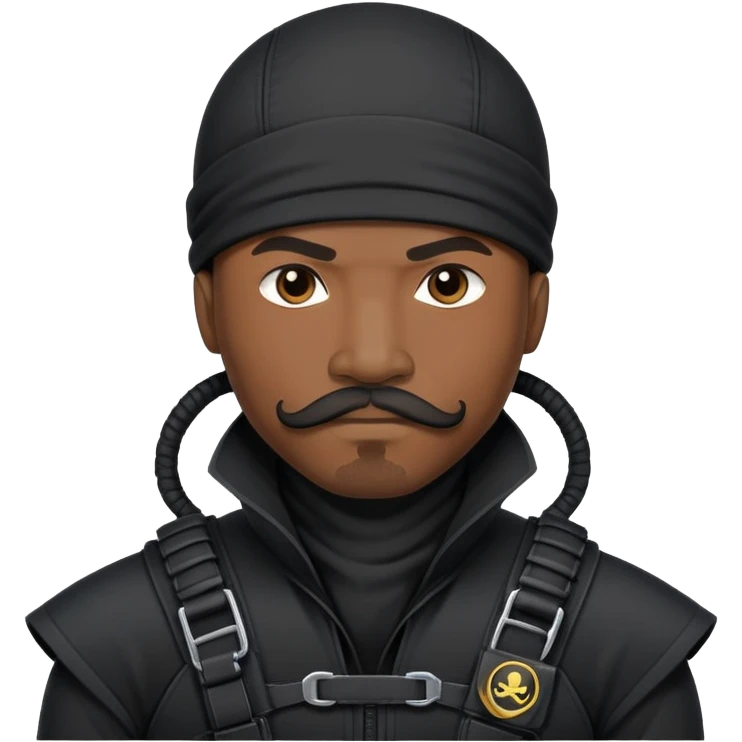 african-american mustache mercenary black ninja hacker terminal command center emoji