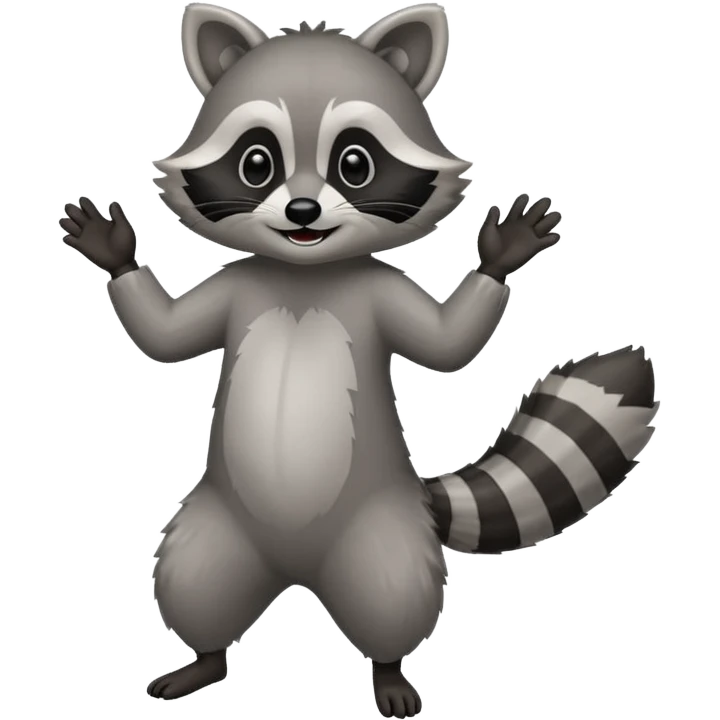 a full body raccoon celebrating / dancing  emoji