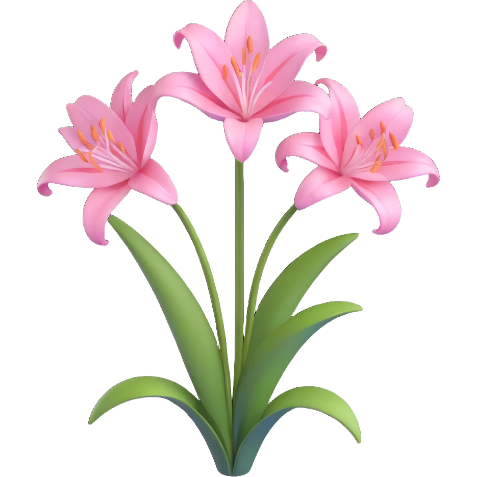 minimal 3D gothic lily with pink accent, simple and mysterious emoji