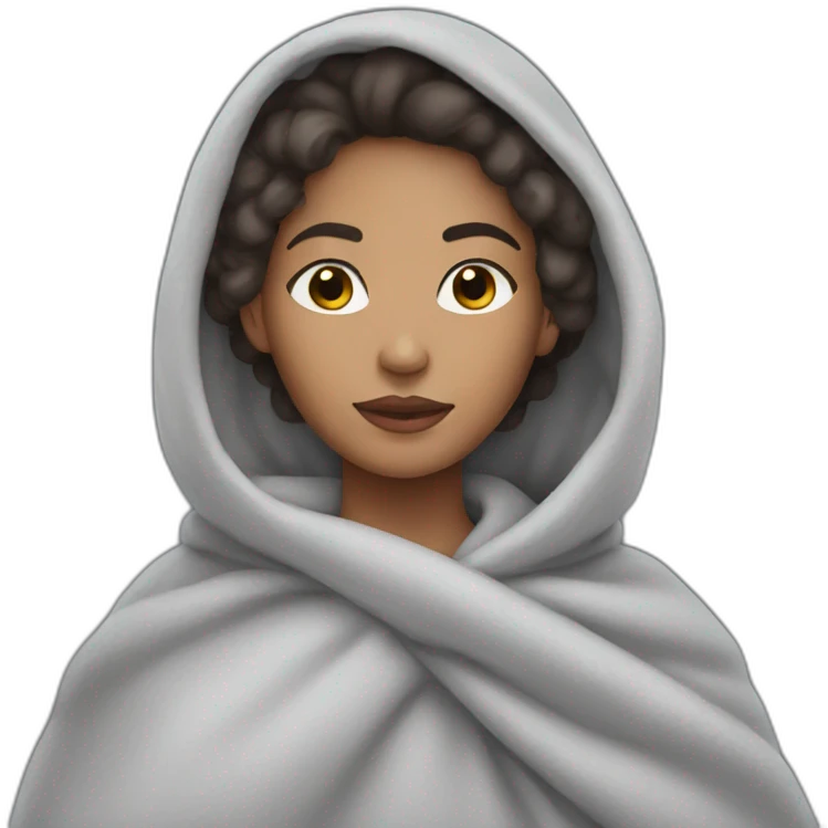 Lightskin Woman in gray blanket emoji