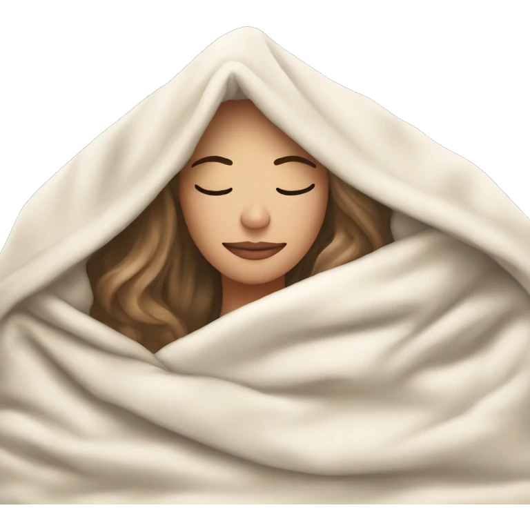 white girl inside a blanket sipping coffee eyes closed emoji