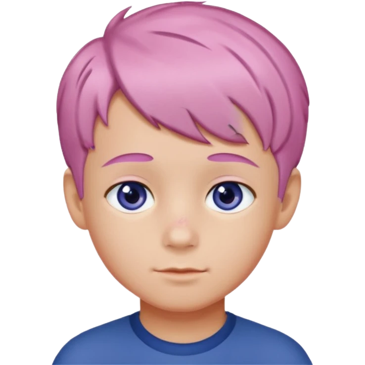 Boy Blueberry with short pink hair and hazel colored eyes emoji