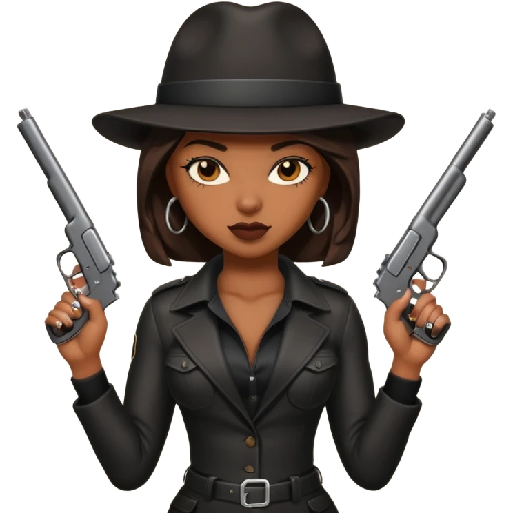A sexy black female gangster with a gun emoji