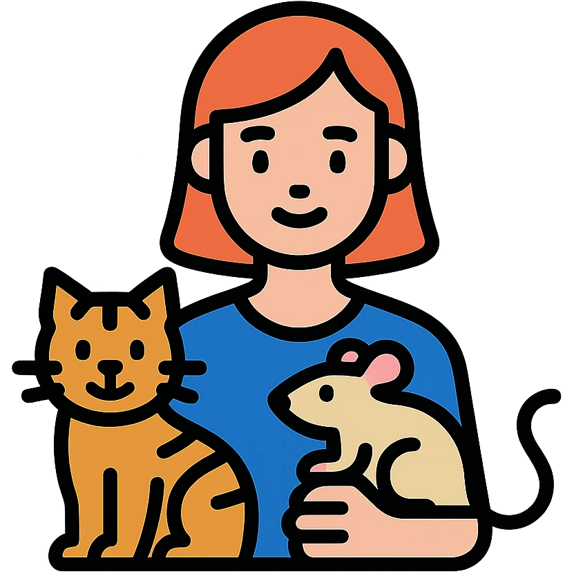 icon of Лера шин with a cat and a rat, clean modern icon style, simple lines, minimal color emoji