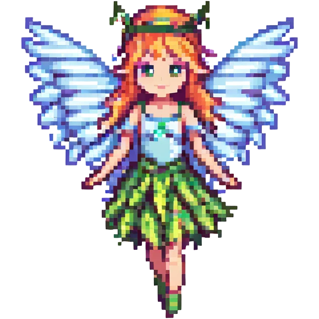 pixel art fairy with wings, simple and colorful emoji