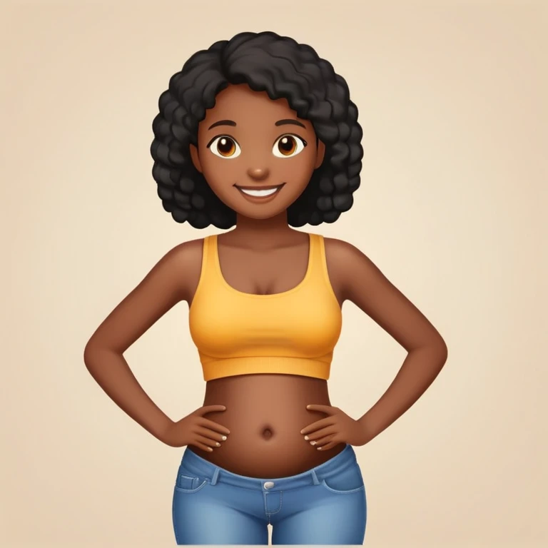 Black girl tummy showing  emoji