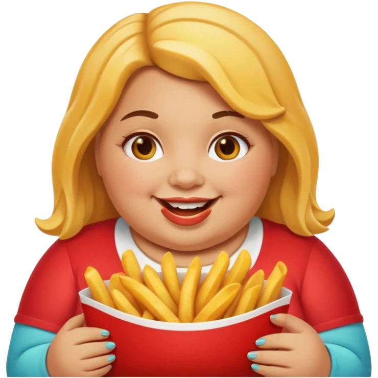 Fat Girl munching fries emoji