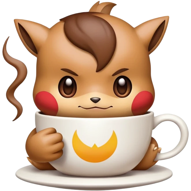 A cute pokemon with coffee emoji