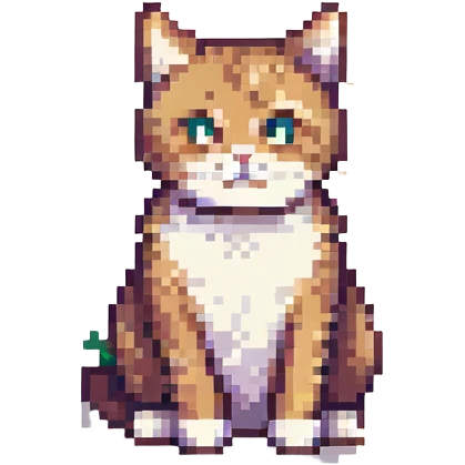 A pixel art cat, sitting, simple and cute. emoji