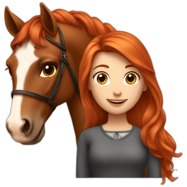 Red haired Girl with brown horse emoji