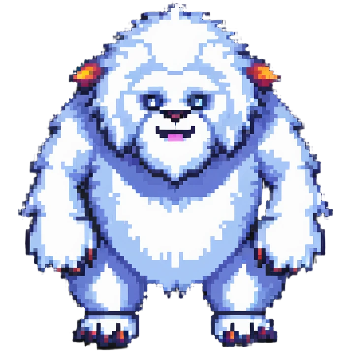 grumpy fluffy yeti with claws emoji