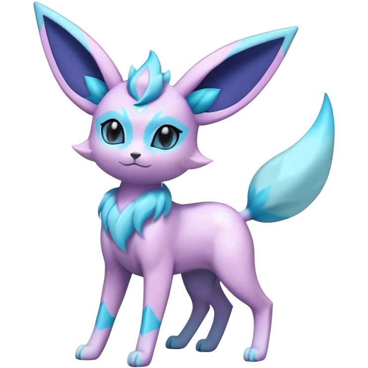 Futuristic Fluffy Celestial Magical Ethereal Glaceon-Espeon-Sylveon-Umbreon-hybrid, full bod emoji