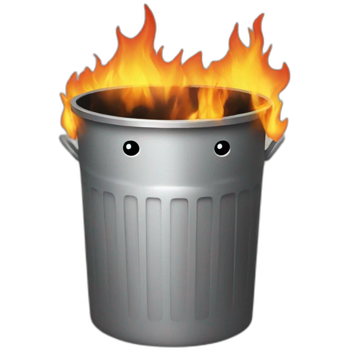trash can on large fire emoji