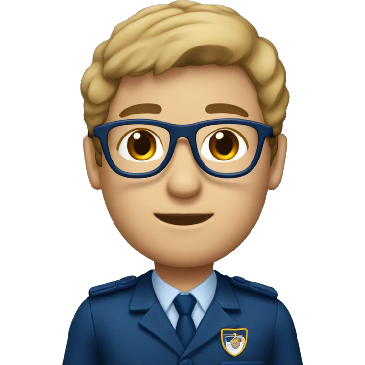 enfermera con uniforme azul navy, pelo castaño y lentes  emoji