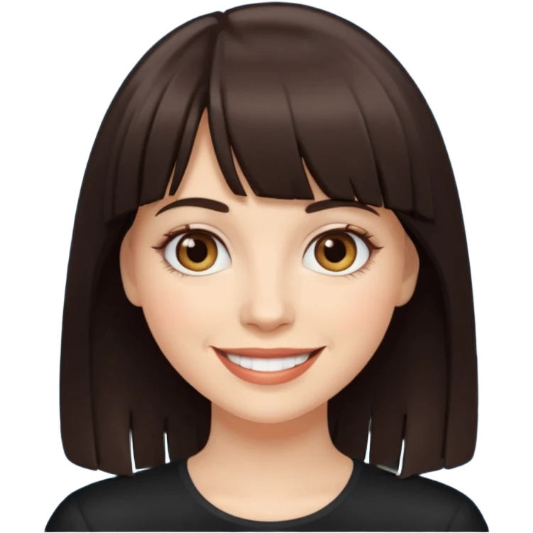 White smiling women with a dark brown fringe emoji