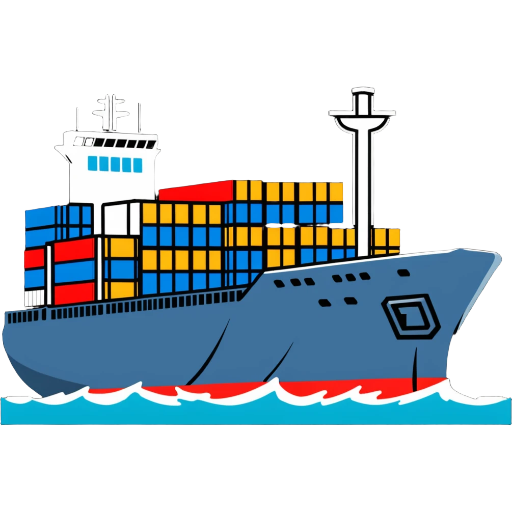 Cargo container ship in ocean emoji