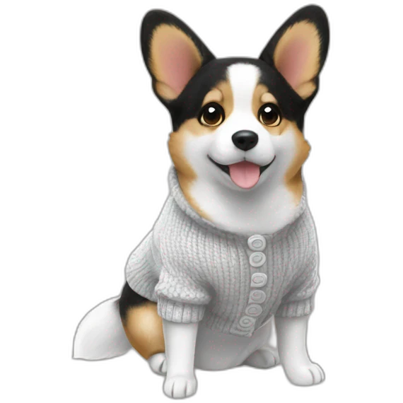 Black and white corgie cardigan without brown emoji