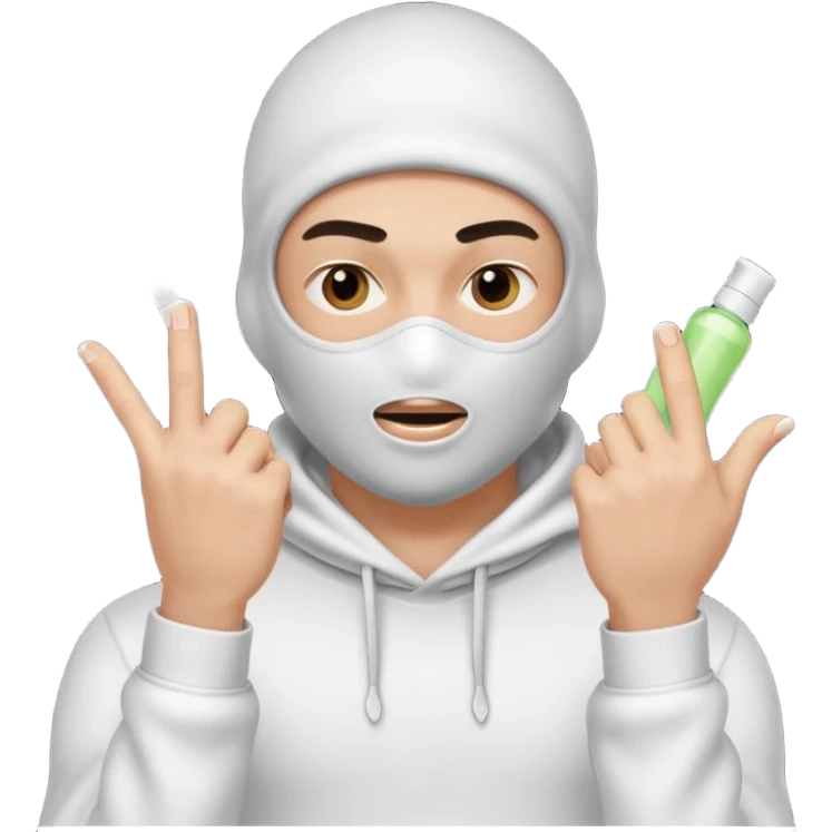 Peux tu me faire un policier gangster avec une cagoule qui fait des doigts shampooing emoji