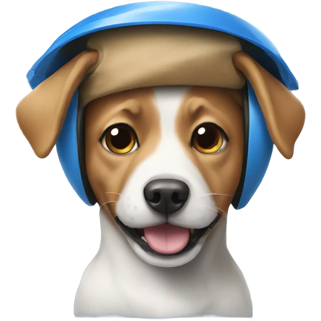 Dog wearing a blue helmet emoji