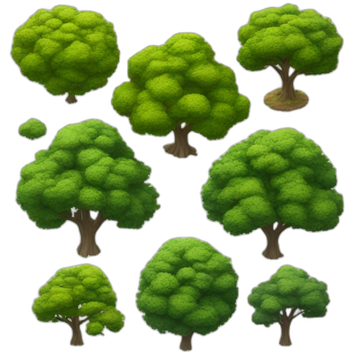 Tree as seen from the sky, looked down from the top, simplified and photorrealistic emoji