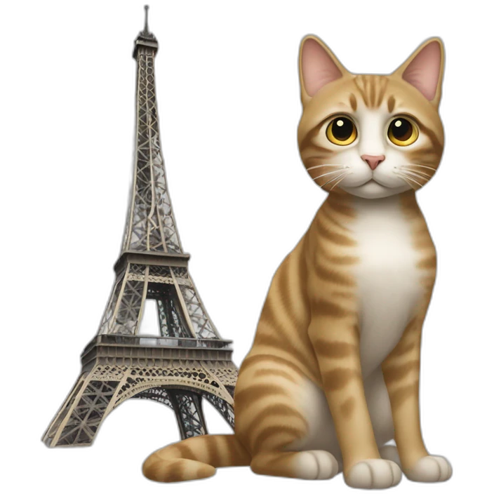 Un chat à côté de la Tour Eiffel emoji