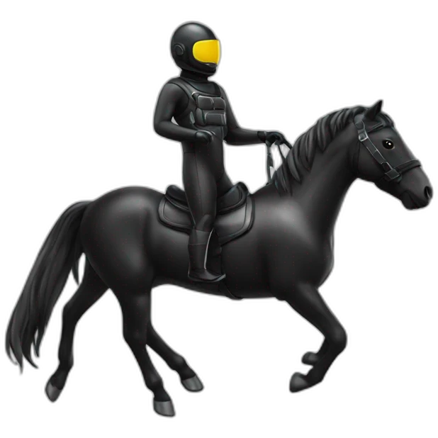 horse in black rubber shiny diving suit emoji