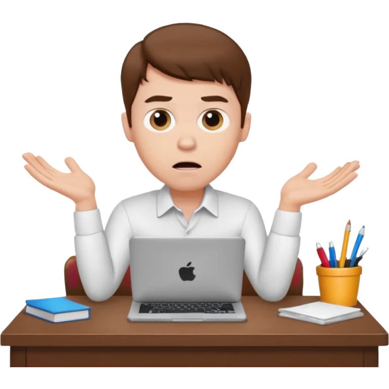 A white man with brown hairs, white skin,   sits at his desk in shock emoji
