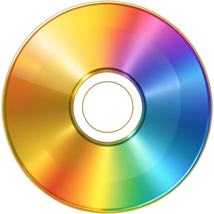 gold CD with a rainbow reflection emoji
