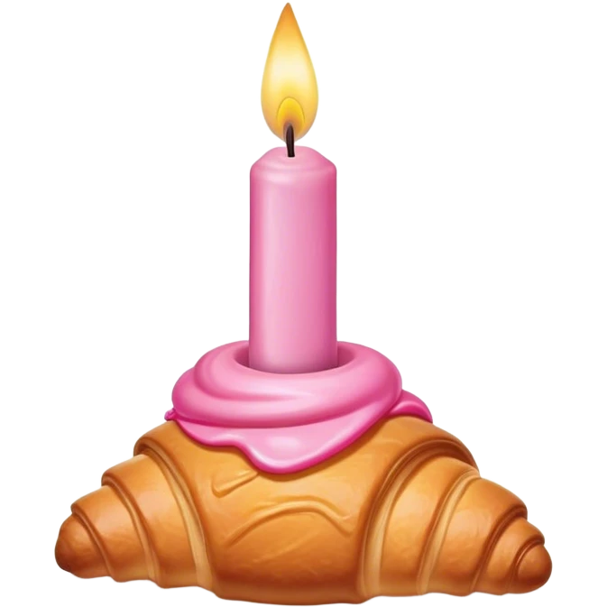 croissant with a pink birthday candle on top emoji