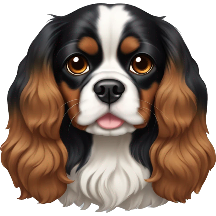 king charles cavalier brown and black with tounge out emoji