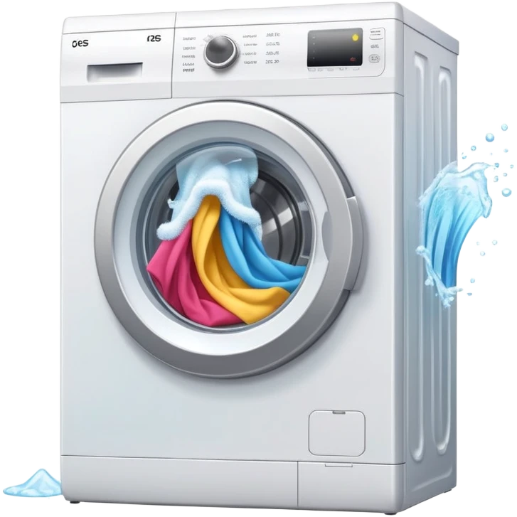 washing machine mid-cycle with clothes tumbling inside emoji