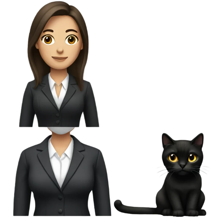 female brunette hair lawyer with a black cat emoji