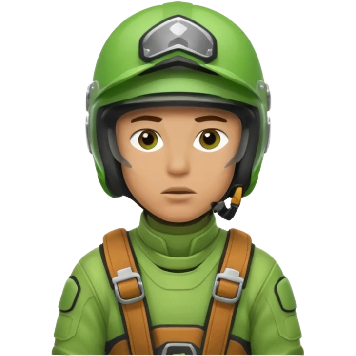 dirtbike rider in green gear thinking about his answer to a question emoji