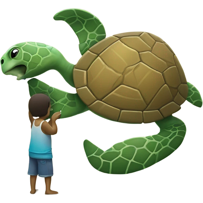 Sea turtle doing a puzzle of a human emoji