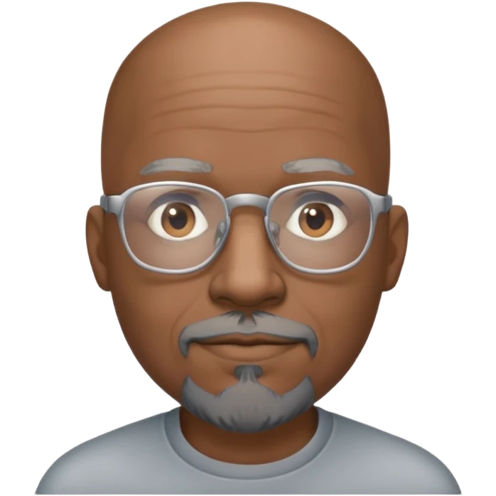 Bald mature Black male with Grey goatee and light glasses
 emoji