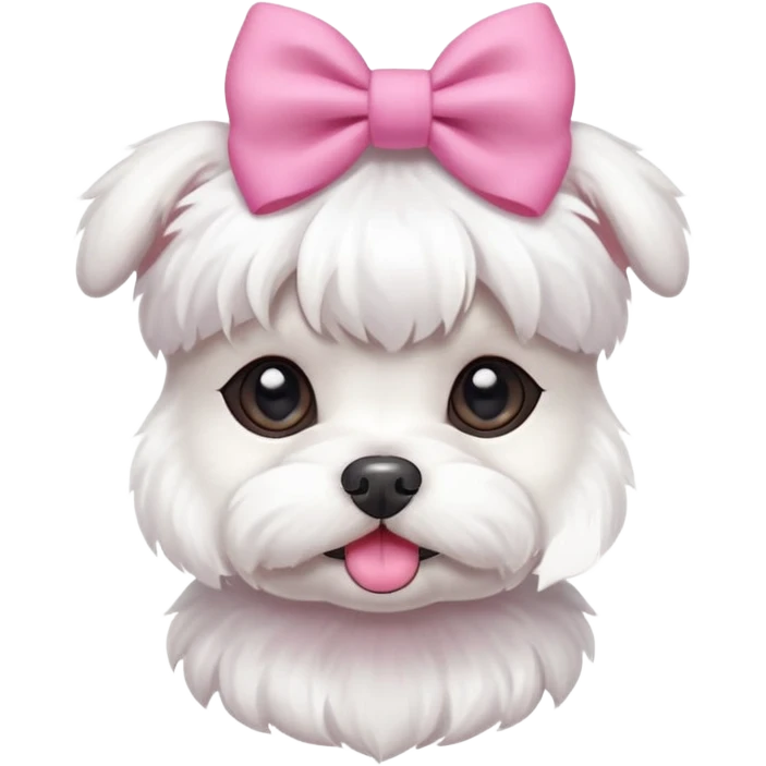 Maltese dog with a pink bow on his head emoji