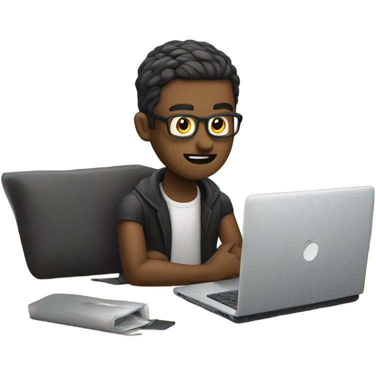 guy with a dark slickback and a laptop who is coding emoji